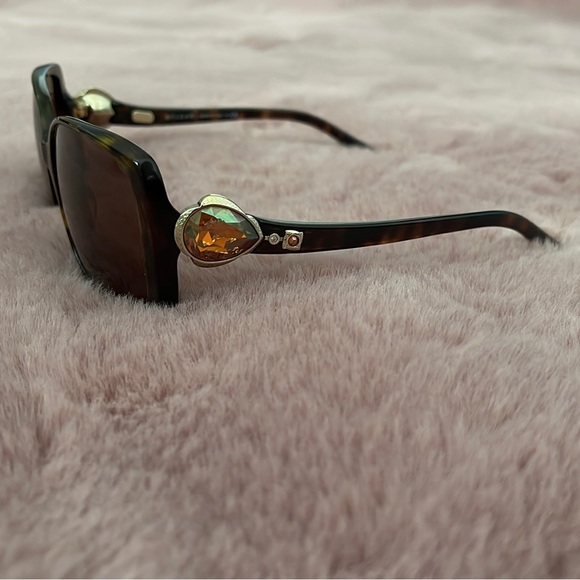 BVLGARI/Bulgari Swarovski Gem Brown Tortoise Havana Dark Sunglasses (Authentic) - Picture 8 of 8